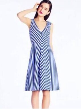 Kate Spade Ethel A-line dress in blue and white stripes size M